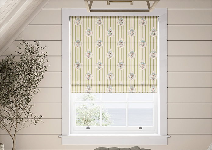 Petal & Block Bolli Stripe, Neem - Roman Blind - Image 3